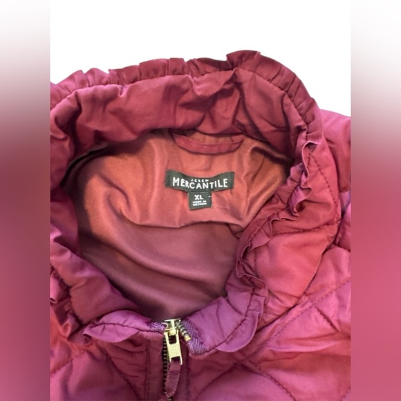 J Crew Mercantile Excursion Quilted Vest Wine Burgundy Maroon Ruffled Size XL - Picture 5 of 7